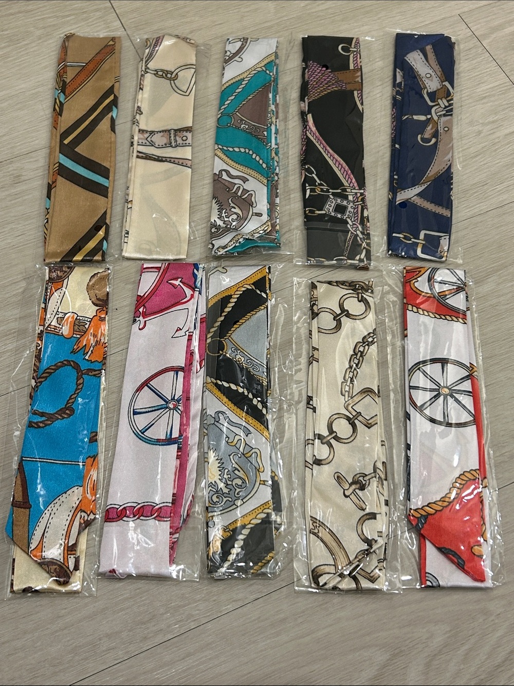 Purse Satin Scarf Set of 10 #16—Various Patterns and Colors